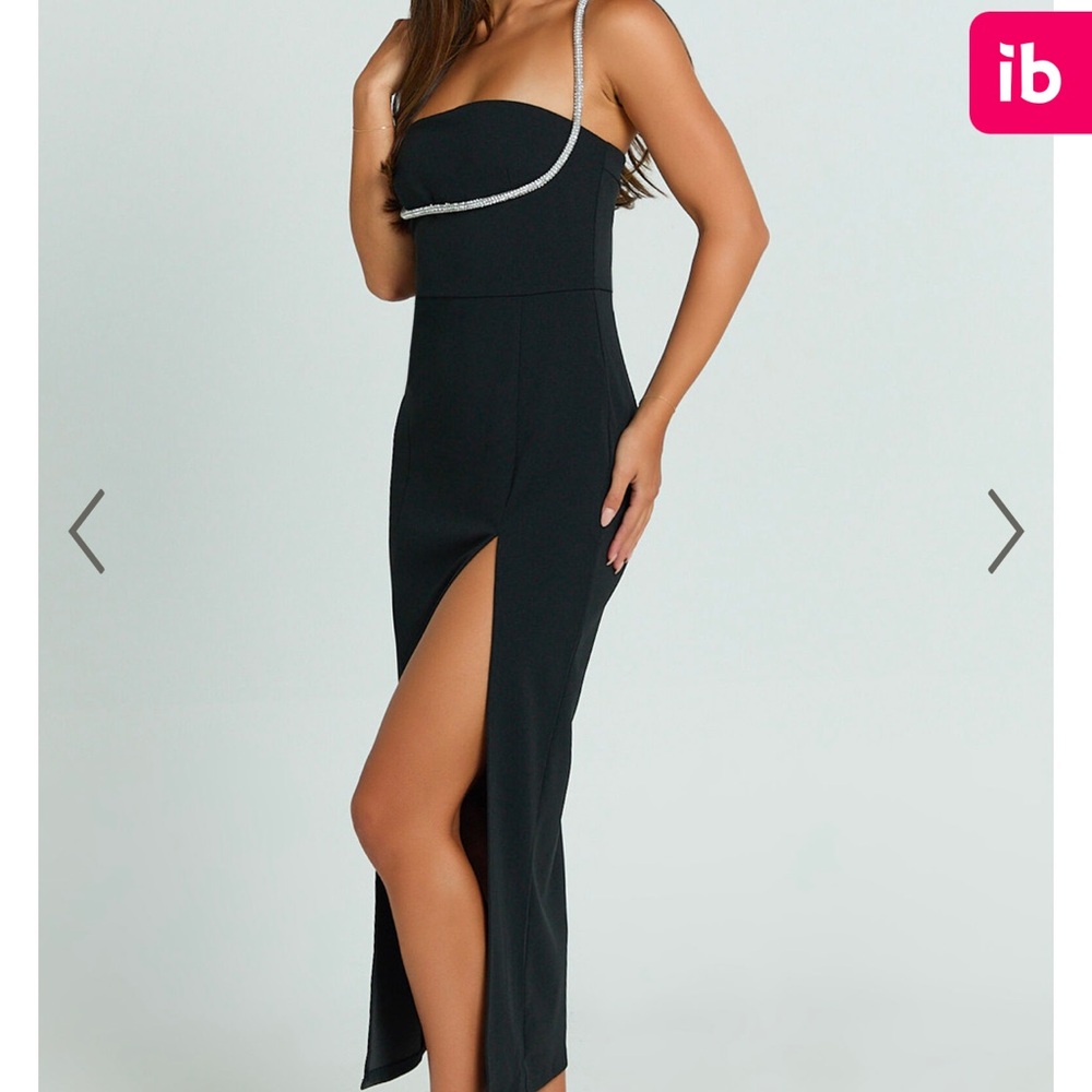 SHOWPO SHARLEY MIDI DRESS - DIAMANTE DETAIL PENCIL DRESS IN BLACK - Picture 4 of 9